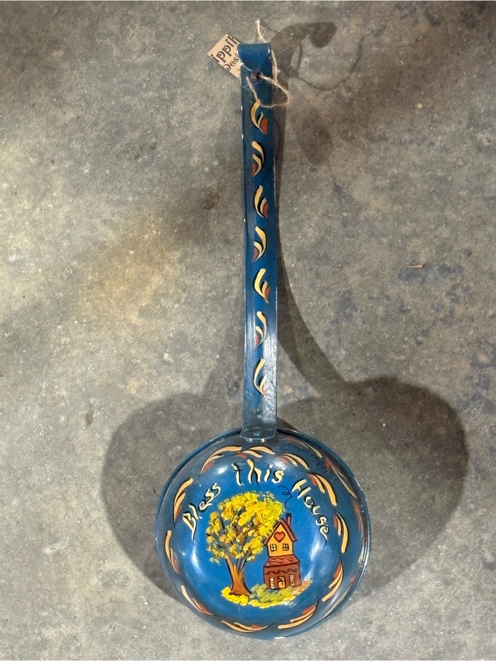 Vintage Folk Art Painted Dipper
